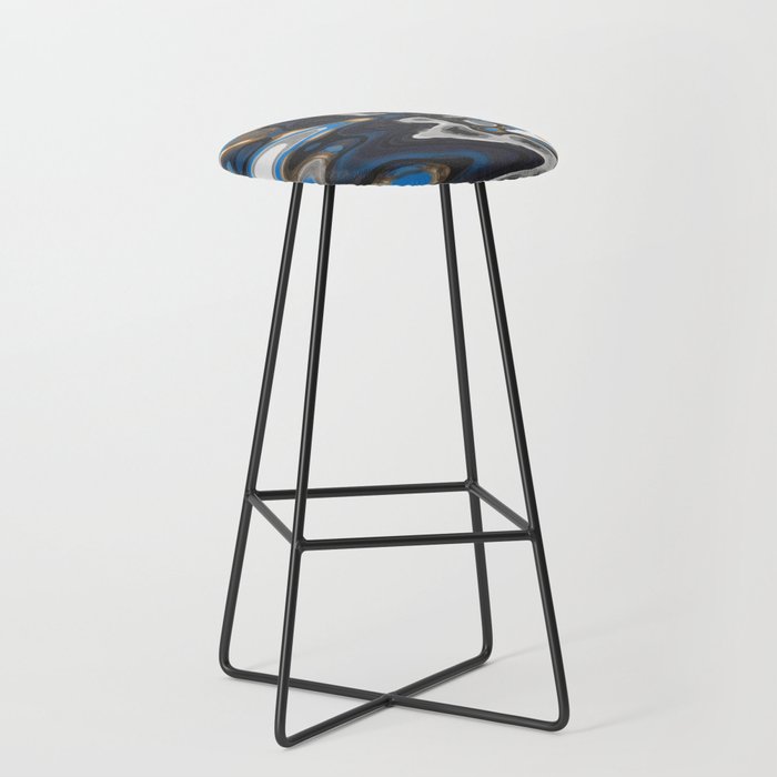 Distorted Paints of Blue Gray Gold Bar Stool