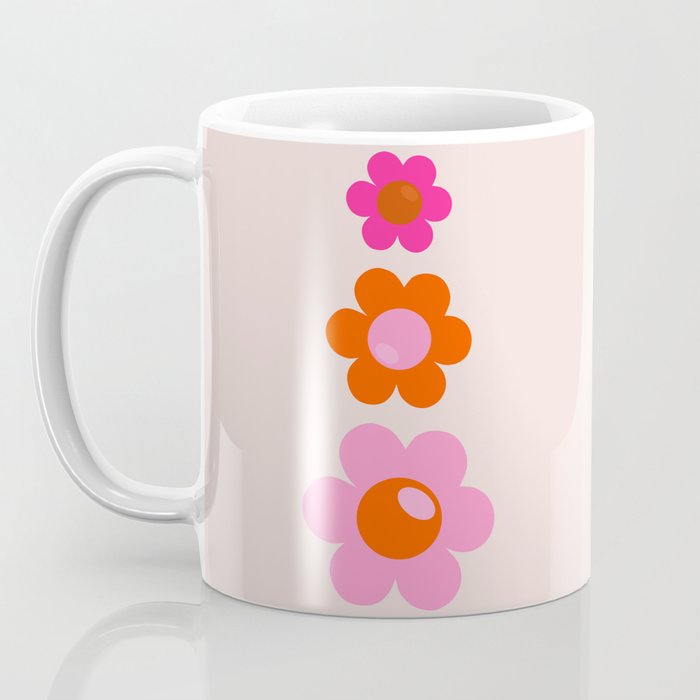 Preppy Pink Flowers Minimalist Pattern Coffee Mug by cadinera
