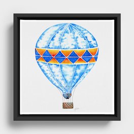 Cloudy Balloon - Blue Framed Canvas