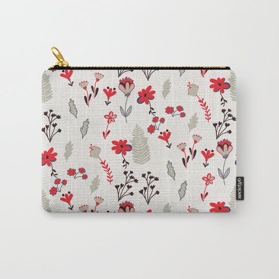 Red Vintage Floral Pattern Carry-All Pouch