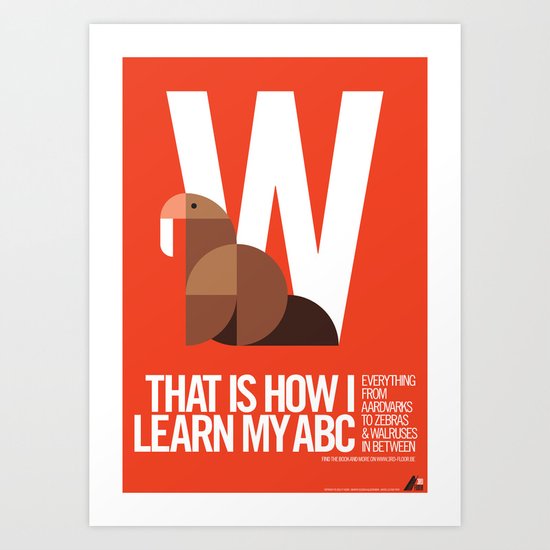 Animal Alphabet W Art Print