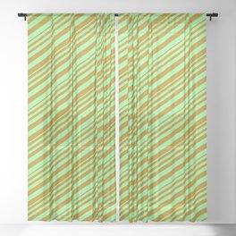 [ Thumbnail: Green & Dark Goldenrod Colored Stripes/Lines Pattern Sheer Curtain ]