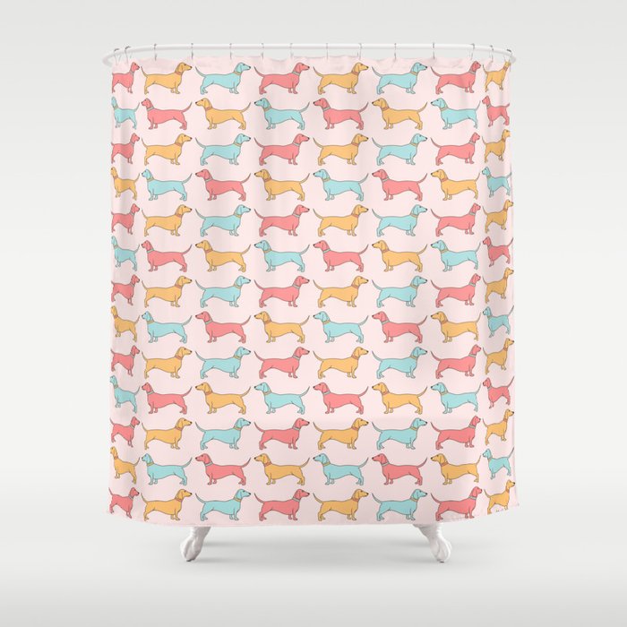 Cute Dachshunds, Dachshund Pattern Shower Curtain