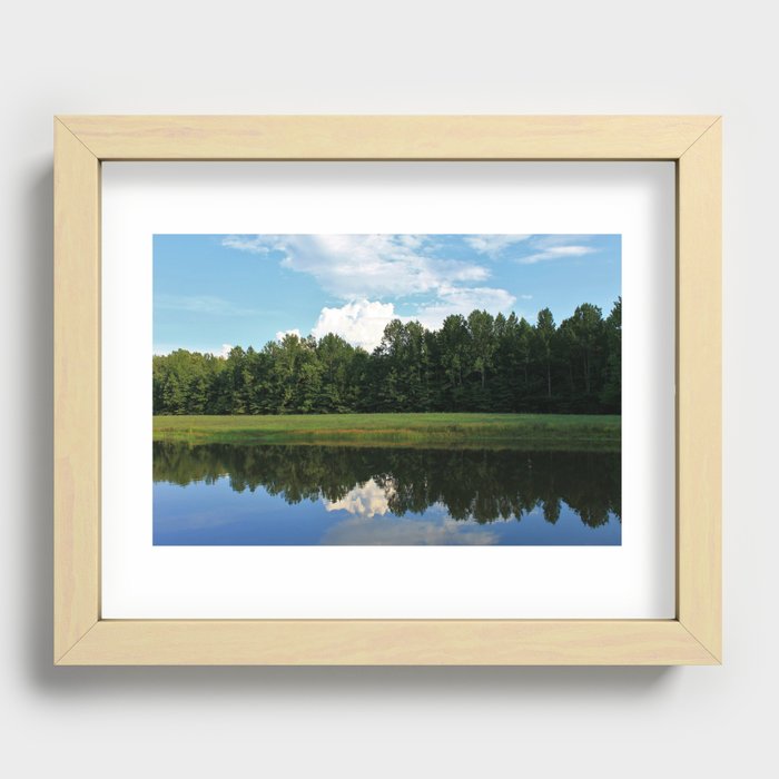 Clouds over a pond Recessed Framed Print