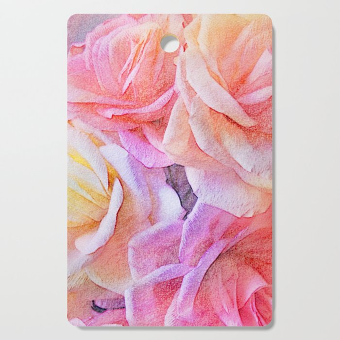 Bouquet of Pastel Roses Cutting Board