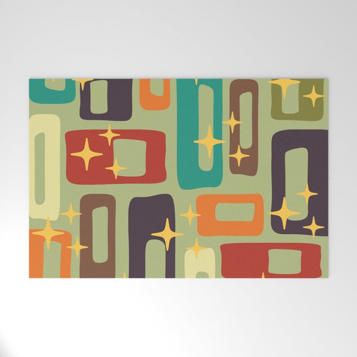 Retro Mid Century Modern Abstract Pattern 225 Welcome Mat