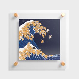 Shiba Inu The Great Wave in Night Floating Acrylic Print