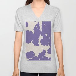 Retro Purple Cowhide Spots V Neck T Shirt