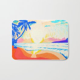 Seaside sunset Bath Mat | Tapestry, Pop Art, Graphite, Abstract, Sebdraws, Drawing, Illustration, Seaside, Sand, Tropical 