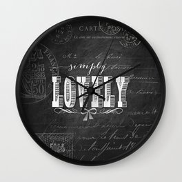 lovely Wall Clock | Graphicdesign, Simplylovely, Inourgardentoo, Typography, Frenchpostcard, Stamps, Charcoal, Chalkboardgray, Digital, Black and White 