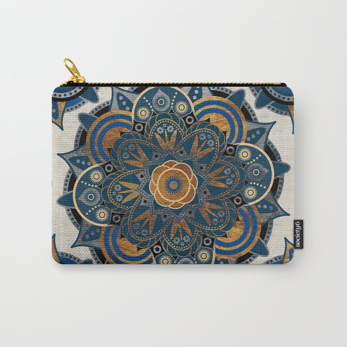 Mandala Blue and Gold Carry-All Pouch