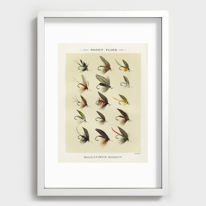 Vintage Fly Fishing Print - Trout Flies Recessed Framed Print by SFT