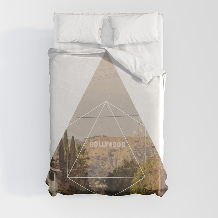 Hollywood Sign - Geometric Photography Duvet Cover