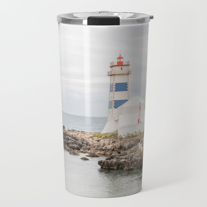 The Lighthouse in Cascais Photo | Moody Day by the Sea in Portugal Art Print | Coastal Travel Photography Travel Mug