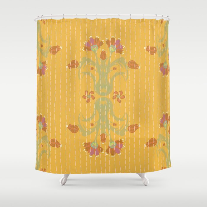 Kantha Bouquet 2 Shower Curtain By Beelotus Society6 Kantha Bouquet 2 Shower Curtain