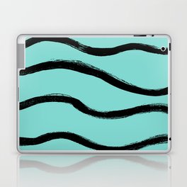 Oh Tiffany, my Darling. - Black Turquoise Brush Waves Laptop Skin