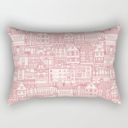 cafe buildings pink Rectangular Pillow