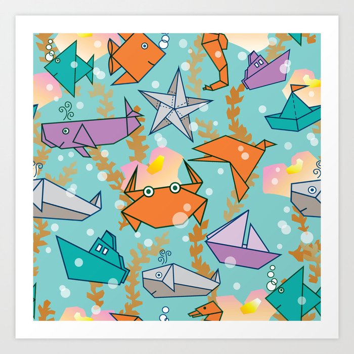 Origami Ocean Art Print By Julistyle