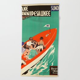 Lake Winnipesaukee - Vintage Poster Beach Towel
