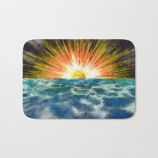 Sunset Over Water Bath Mat