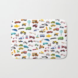 Little Boy Things That Move Vehicle Cars Pattern for Kids Bath Mat