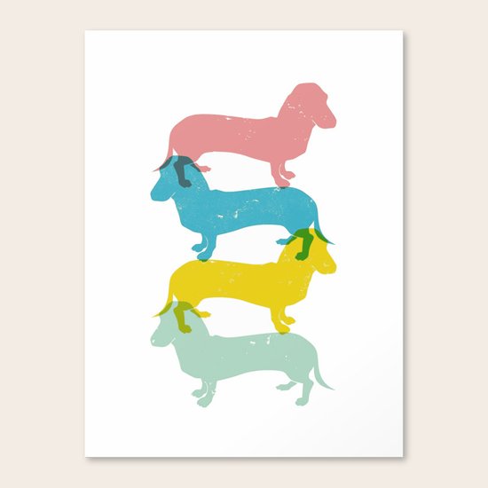 Four dachshund wall art print Canvas Print