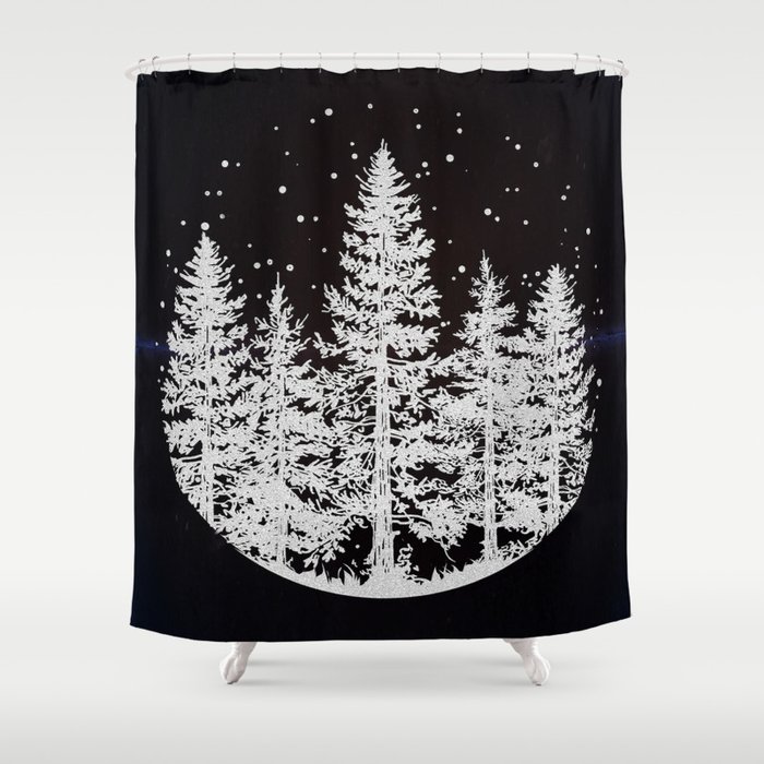Trees In A Winter Forest Shower Curtain By Jackiefarkas Society6