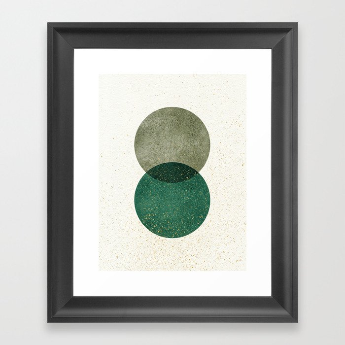 Circle Abstract - Greenery Framed Art Print