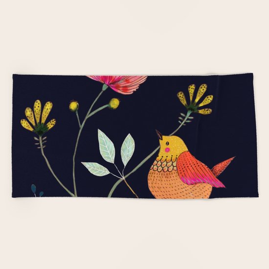 la vie est belle (navy) Beach Towel