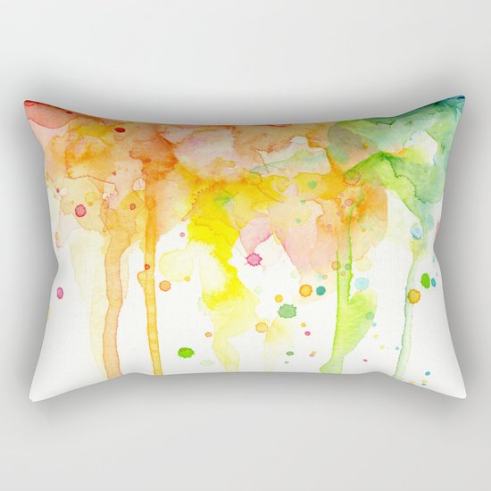 Rainbow Watercolor Pattern Texture Rectangular Pillow