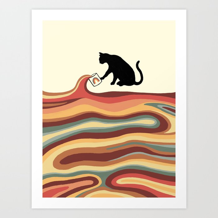 Rainbow cat 1 coffee milk drop Art Print