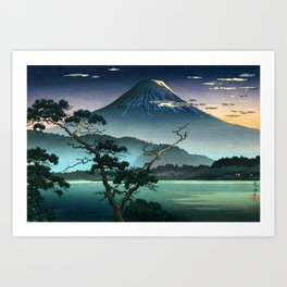 Tsuchiya Koitsu - Fuji from Lake Sai Evening View - Japanese Vintage Woodblock Painting Art Print