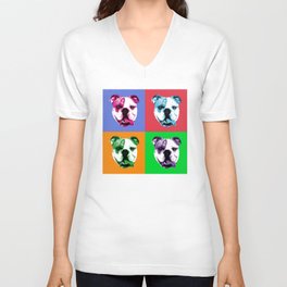 Pop Art English Bulldog V Neck T Shirt