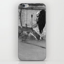 Monster stepping on stairs iPhone Skin