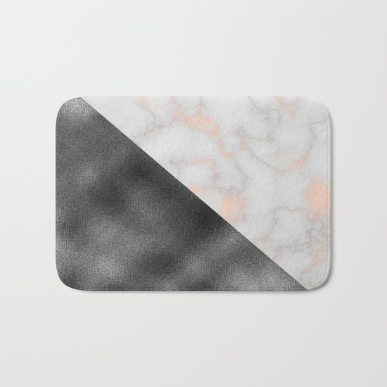 Rose gold marble and gunmetal grey storm Bath Mat