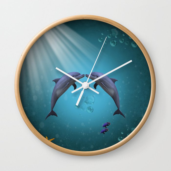 dolphins love Wall Clock