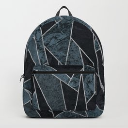 Shattered Blue Ice - Abstract Mosaic Pattern Backpack | Broken, Geometric, Graphicdesign, Shattered, Pretty, Textured, Pattern, Cracked, Silver, Abstracted 