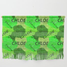 pattern with the name Chloe in green colors and watercolor texture Wall Hanging