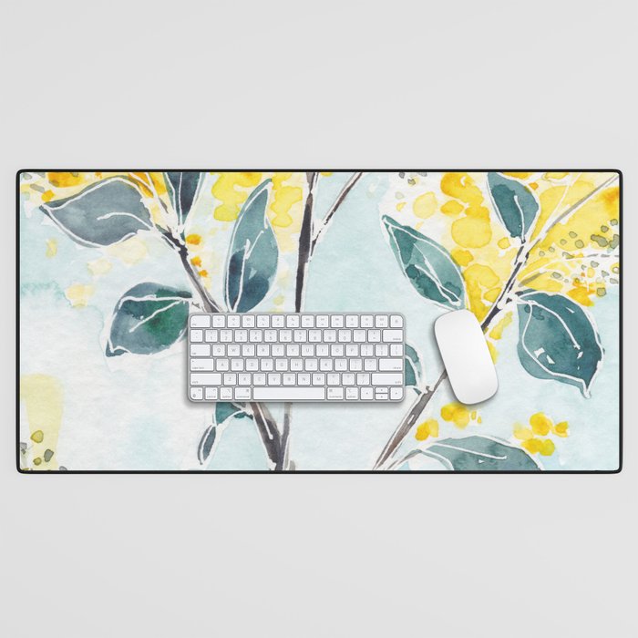 Wattle Flowers in the Outback Desk Mat