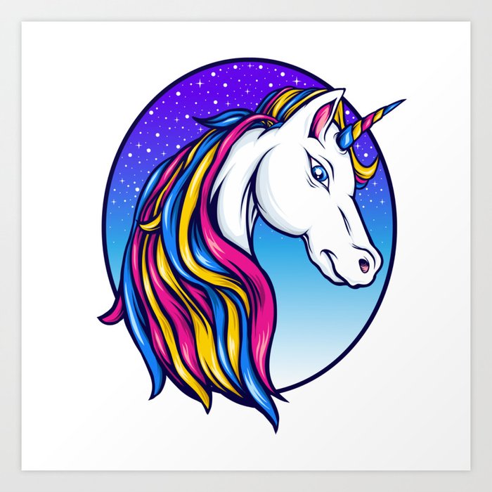 Beautiful Rainbow Unicorn,Radiant Unicorn Dreams Art Print by