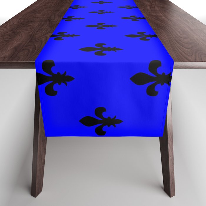 Fleur-de-Lis (Black & Blue Pattern) Table Runner