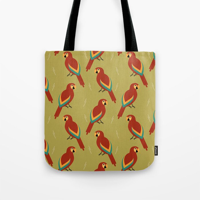 Parrots on green Tote Bag