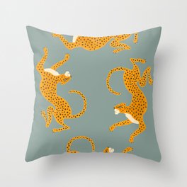 Leopard Race - blue Throw Pillow