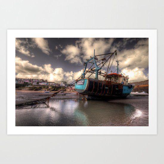 The Old Trawler at New Quay Art Print