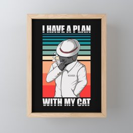 Plan With Cat Retro Illustration Cool Hipster Art Framed Mini Art Print