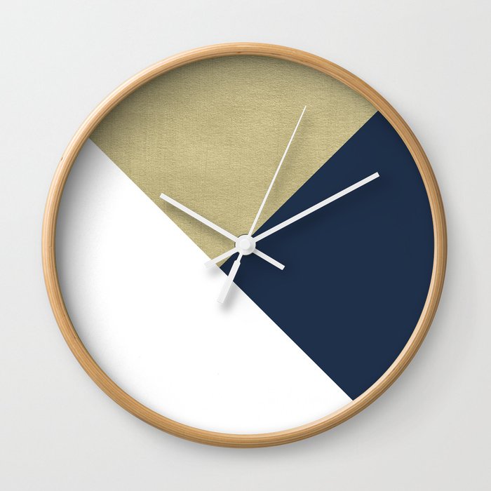 Gold Meets Navy Blue White Geometric 1 Minimal Decor Art