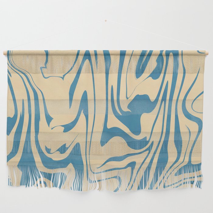 Ochre blue liquid swirl Wall Hanging