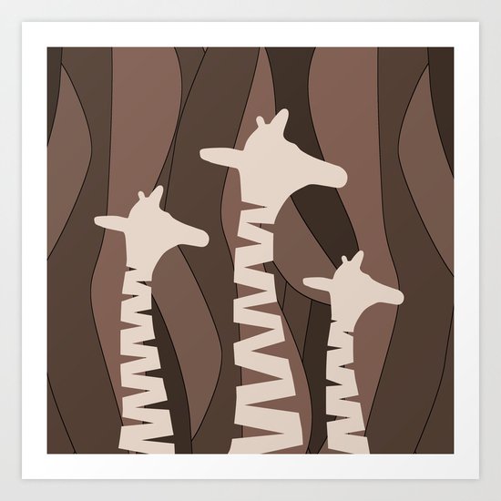 Abstract Giraffe Family Art Print