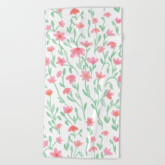 Rose Green Garden Beach Towel