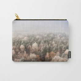 Vanish in the Snow Carry-All Pouch | Suspense, Digital, Mystery, Winter, Snowyforest, Trees, Mysterious, Photo, Landscape, Foggyforest 